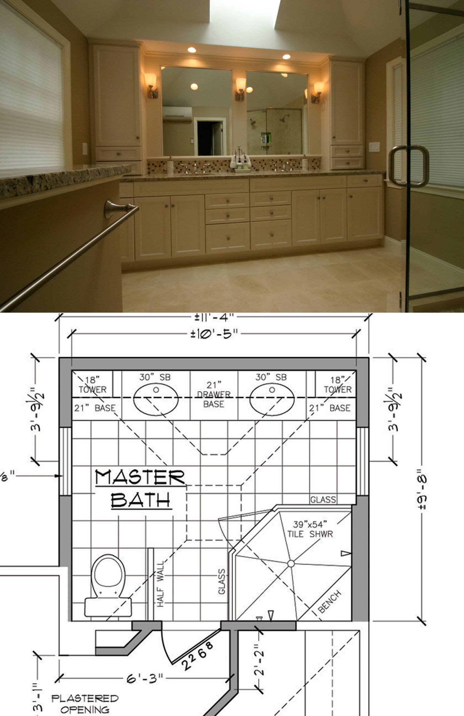 Newton bathroom, floor plan and after